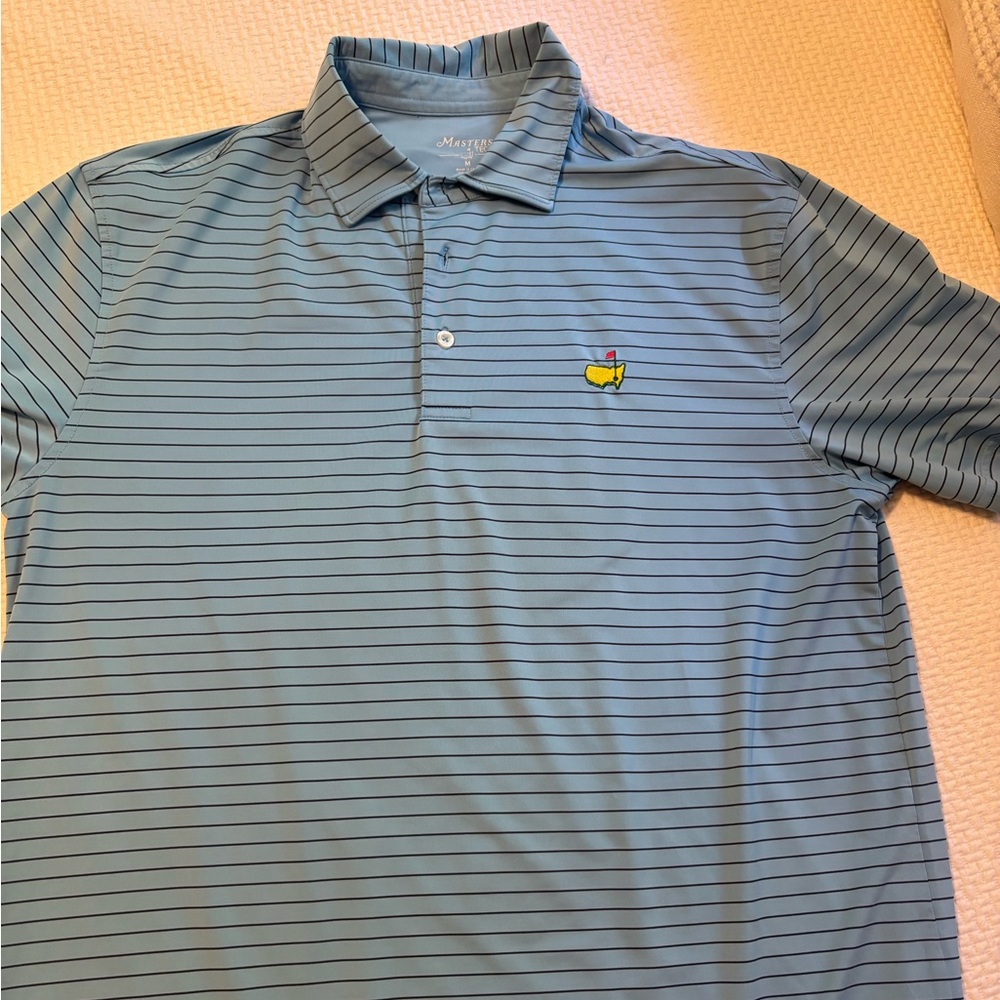 Masters Sky Blue Polo with Thin Navy Stripes